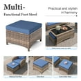 thumbnail image 5 of Summit Living 7-Seat Wicker Outdoor Patio Furniture Set with 2 Swivel Glider Rocking Chairs, 3-Seat Sofa, 2 Ottomans & Glass Top Coffee Table, 6-Piece Outdoor Patio Conversation Set, Navy Blue, 5 of 17