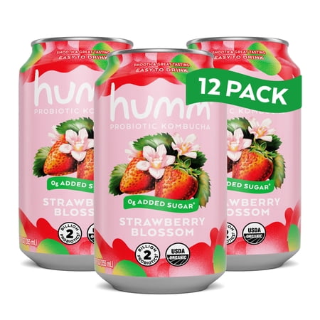 Humm Kombucha, Strawberry Blossom, 12 Pack, 12 oz Cans