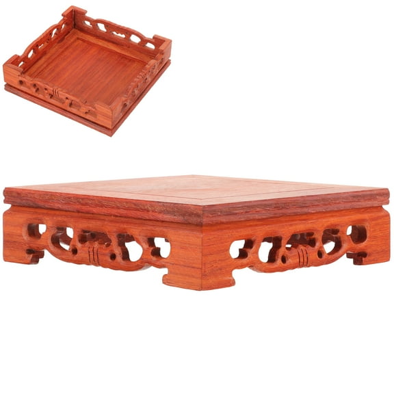 ROSENICE 1Pcs Dark Red Wood Base Teapot Stand For Retro Style Home Decor