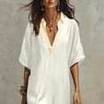thumbnail image 4 of YuXingFu Plus Size Dresses for Curvy Women Maxi V-Neck Plus Size Womens Dress Elbow-Length Solid Color Slim Fit Long Casual Summer White S, 4 of 8