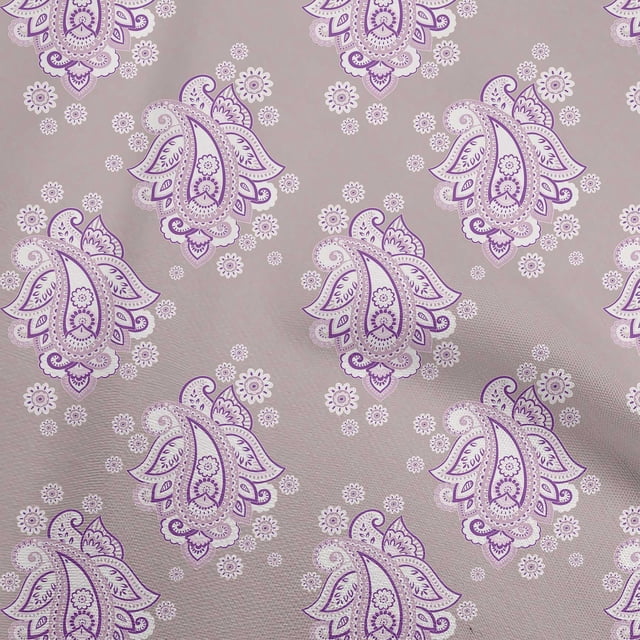 oneOone Polyester Spandex Lavender Fabric Asian Paisley Sewing Craft Projects Fabric Prints By Yard 56 Inch Wide