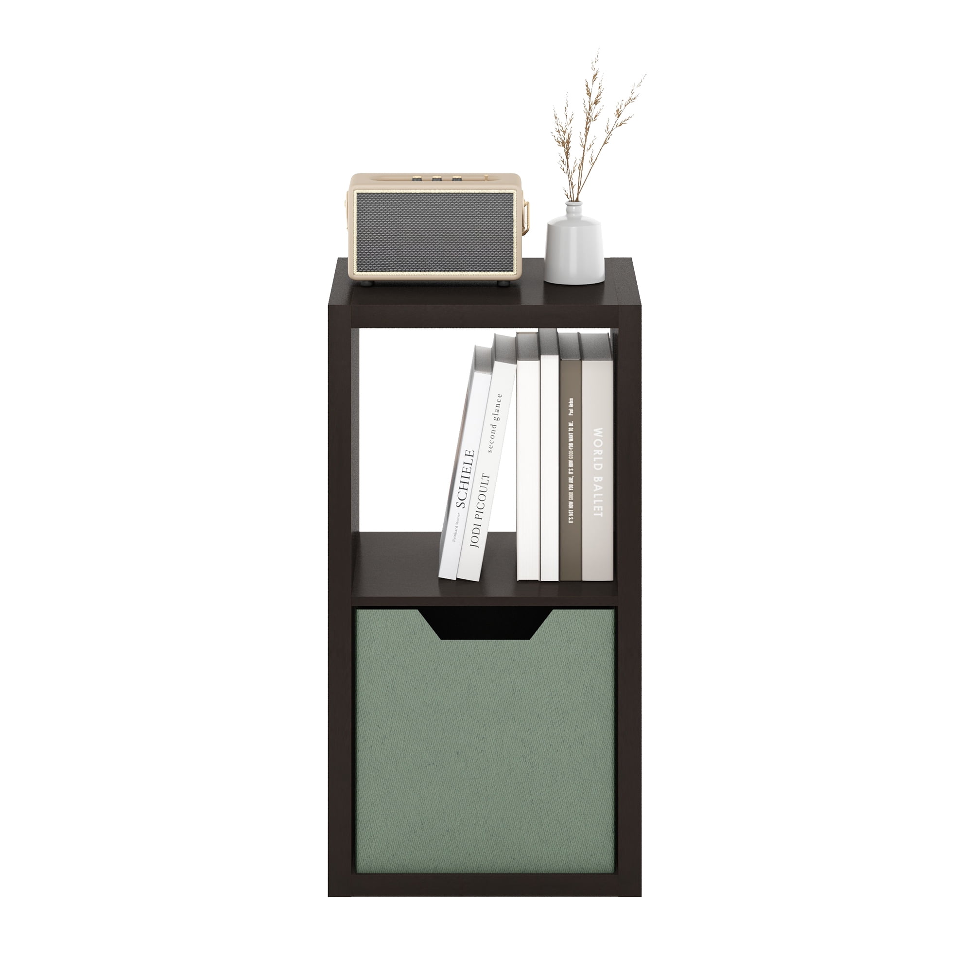 Furinno Cubicle Open Back Decorative Cube Storage Organizer Adult Contemporary 3-Shelves Cube Bookcases, Dark Oak