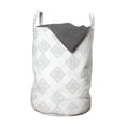 thumbnail image 1 of Abstract Art Laundry Bag, Monochrome Illustration Folkloric Tribal Geometric Shapes Along Stripes, Basket with Handles Drawstring Closure for Laundromats, 13" x 19", Pale Taupe White, by Ambesonne, 1 of 4