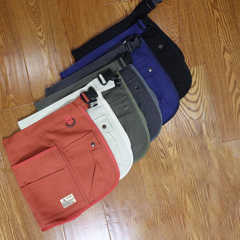 HUONA Half Apron Skirt Apron Canvas Apron Pocket Beauty Half length Apron Artisan Electrician Apron Wear Resistant Buckle Apron Dirty Proof Industrial Garden Tools Storage Blue
