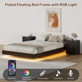 thumbnail image 5 of ASTUVIA 4-Piece Bedroom Set for Adult, Fluted Queen Floating LED Bed Frame with 2 Nightstands and Fluted 9 Drawer Dressers,Black, 5 of 10