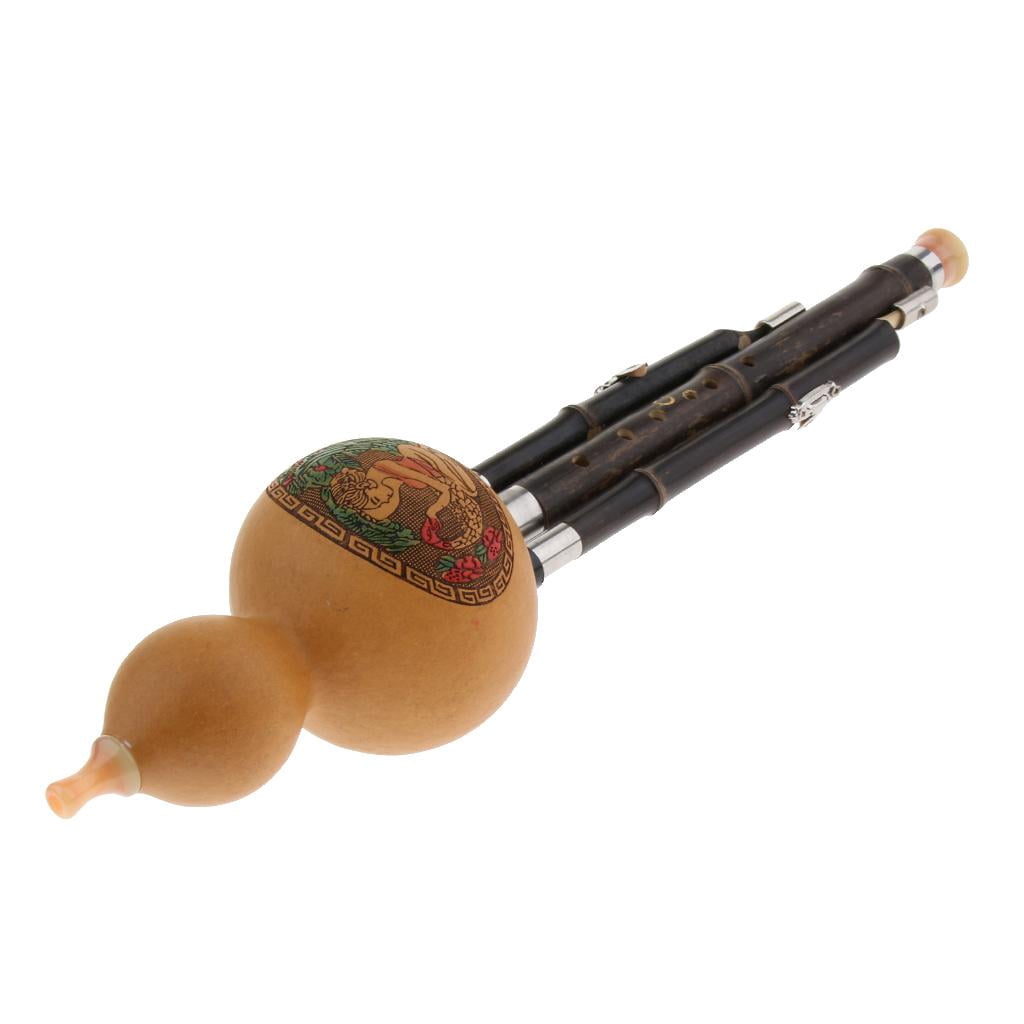 LeeQinersw Chinese Handmade Hulusi Black Bamboo Gourd Cucurbit Flute Ethnic Instrument Key