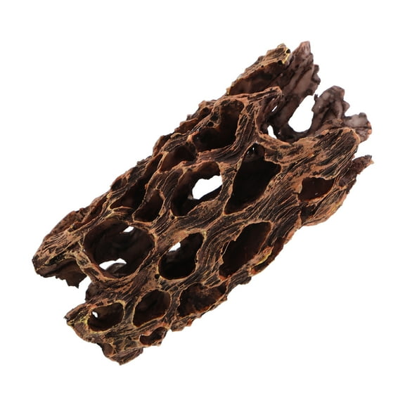 OUNONA Resin Fish Tank Tree Hole Ornament Brown Aquarium Hideout for Lifelike Shrimp Habitat