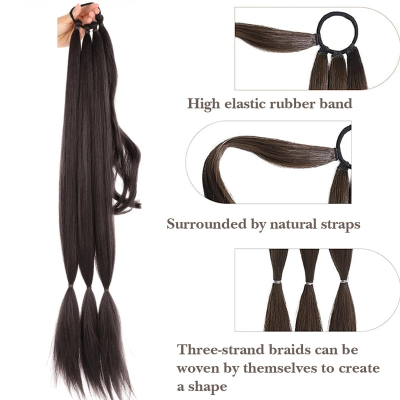 22-40 inches Braided Synthetic Ponytail Extensions Secure Elastic Band Instant For Halloween Costumes Hair Accessories