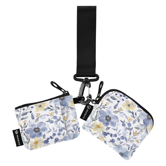 Portable Coin Purse Two 4.13x4.13 Iinches 4.13x3.5 Inches Wrist Coin Purse Keys Coin Purse Portable Women's Purse Beautiful Grey Flower