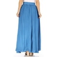 thumbnail image 2 of Sakkas Noemi Women's Long Maxi Summer Casual Boho Skirt Elastic Waist & Pockets - Blue - Plus Size, 2 of 5