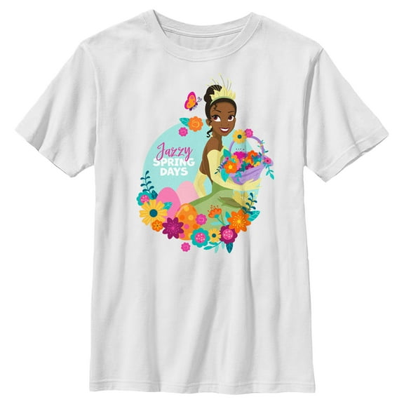 Boy's Disney Tiana Jazzy Spring Days Graphic Tee White Small