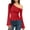 Red, variant on LEBONYARD Women's Trendy Round Neck Chic Sloping Off Shoulder Design Solid Color Long Sleeve Comfortable Thermal Thumb Holes Pullover Base Layer Tops
