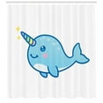thumbnail image 3 of Ambesonne Narwhal Shower Curtain, Unicorn of the Sea, 69"Wx75"L, Multicolor, 3 of 3