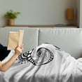 thumbnail image 3 of Folkloric Soft Flannel Fleece Throw Blanket, Body Art Doodle in Black and White Abstract Floral Arrangement Print, Cozy Plush for Indoor and Outdoor Use, 70" x 90", White Black, by Ambesonne, 3 of 5