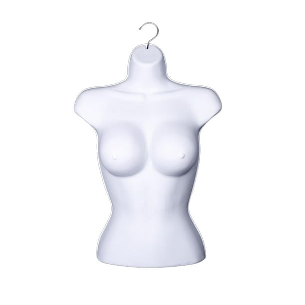Maniquí de exhibición de maniquí de medio cuerpo para colgar mercancía de moda blanco