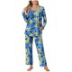thumbnail image 2 of Puntoco Conjunto de pijama cómodo para mujer, conjunto de pijama informal de manga larga con estampado de moda para mujer y pantalones con bolsillos, 2 of 5