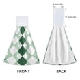 thumbnail image 4 of Green White Pattern Hand Towels 2 Pack Quick Dry Velvet Soft with Velcro Kitchen Bath 14x18in, 4 of 7