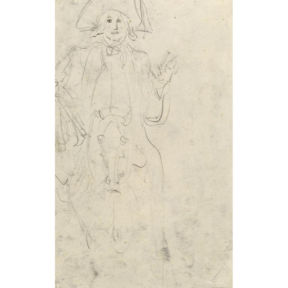 Jean-Honoré Fragonard 11x14 Black Modern Framed Museum Art Print Titled - Man on a Horse (Verso)