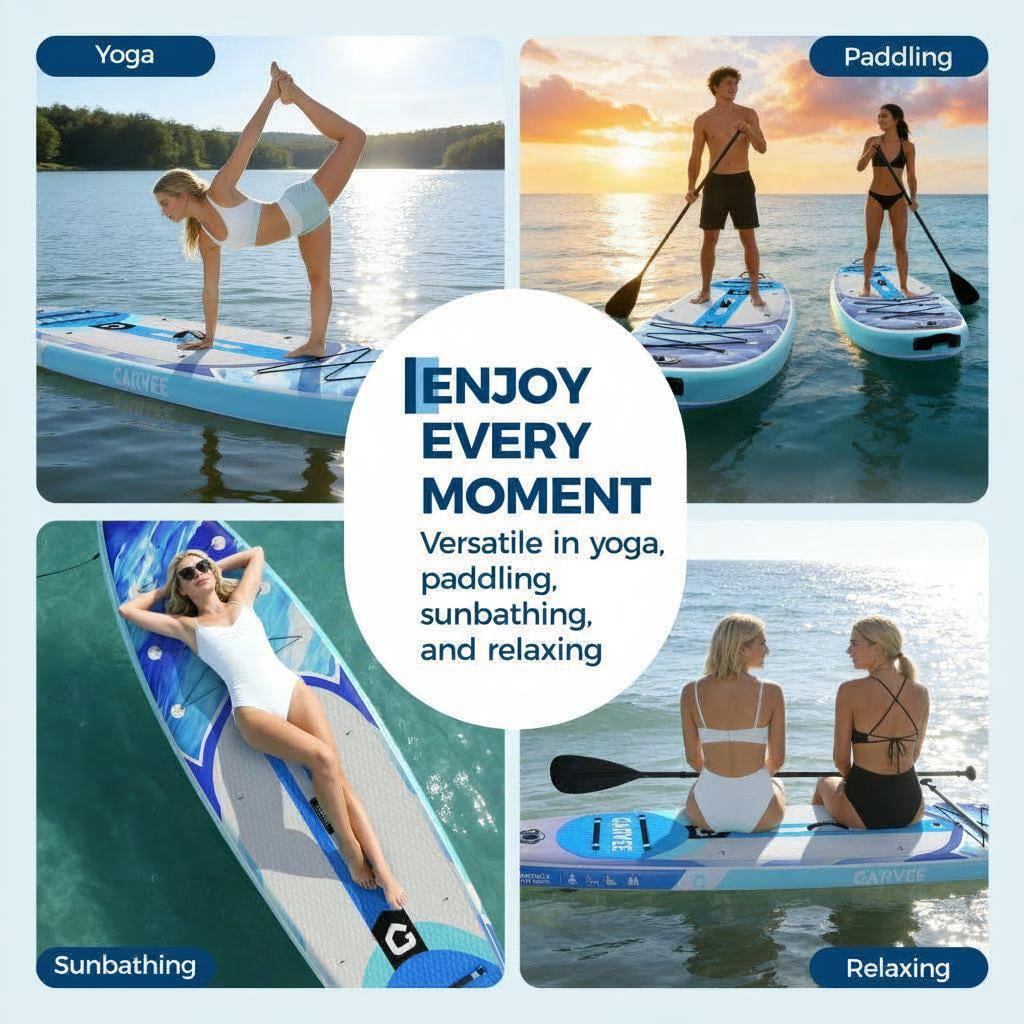Memoryfield 10.6 ft Inflatable Stand Up Paddle Board, Wide Stable SUP with Non-Slip Deck & Accessories, Blue