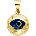 thumbnail image 2 of Solid 14K Gold Box Chain Evil Eye Fluted Pendant Necklace - Choose Length 16" to 24" (0.8 mm, 22.0 Inches), 2 of 5