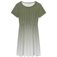thumbnail image 3 of Sage Green Gradient Dress Fashion Beach Short Sleeve Dresses Female Party Printed Sundress, 3 of 7