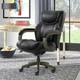 thumbnail image 2 of Scranton & Co Modern Faux Leather & Wood Executive Chair in Black, 2 of 14