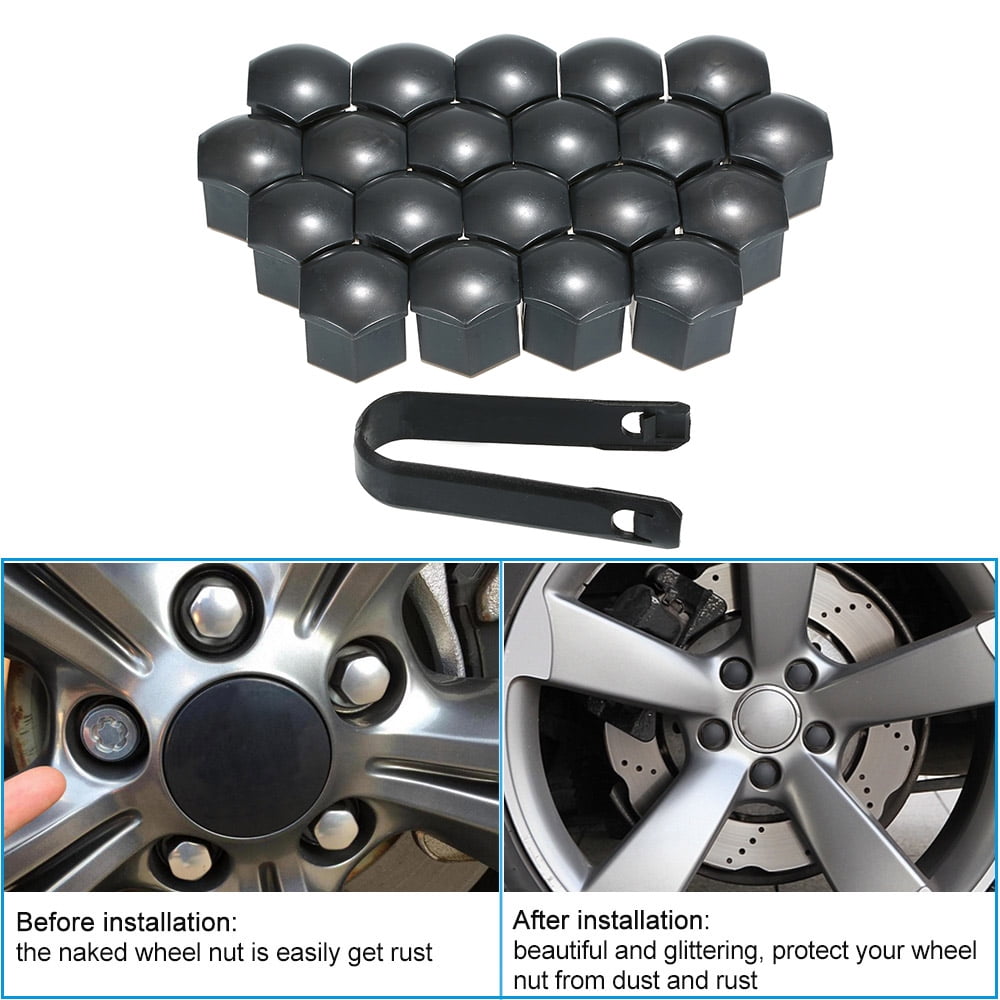 20Pcs Green Silicone 19mm Car Wheel Nut Lug Hub Covers Screw Dust Protect Caps 