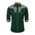 thumbnail image 2 of Conairie Western Shirts for Men Embroidered Cowboy Shirts Button Down Long Sleeve Shirt with Floral Design Army Green L, 2 of 6