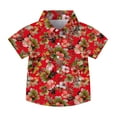 thumbnail image 2 of Oksale Toddler Hawaiian Shirts for Boys Red Floral Printed Shirt Casual Short Sleeve Tops Button Up Collared Shirts Kids Boy's Summer Fashion Clothes, 2 of 9