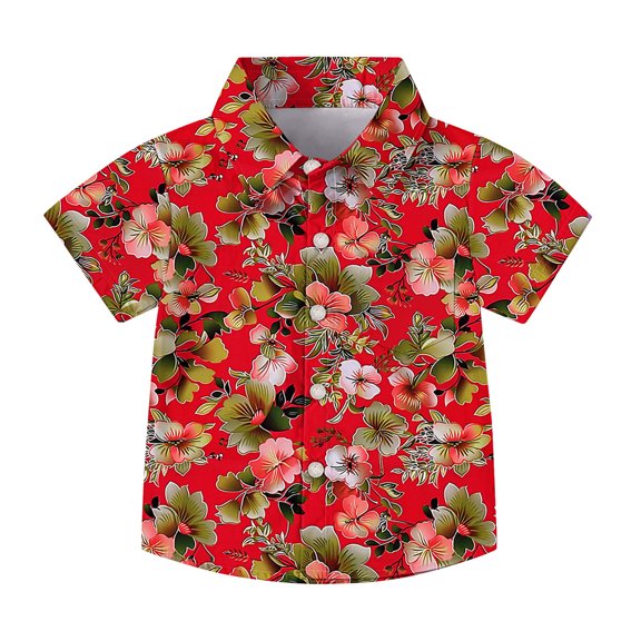 Auroural kids button down shirt Toddler Kids Boys Girl Fashion Hawaiian Style Shirt Print Short Sleeves Casual Uniform Shirt With Pocket
