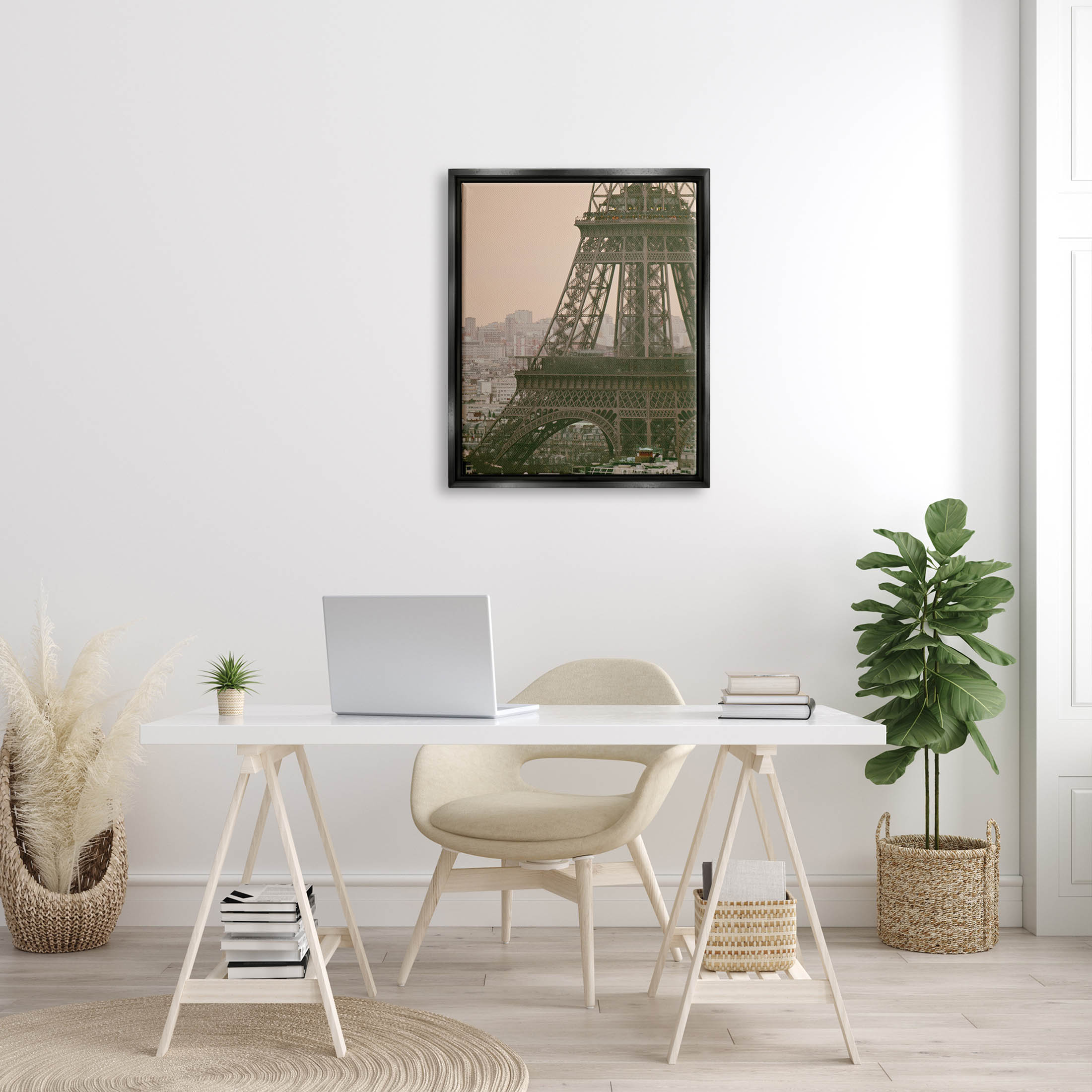 Eiffel Tower Paris Skyline Town & City Photograph Jet Black Framed Art Print Wall Art