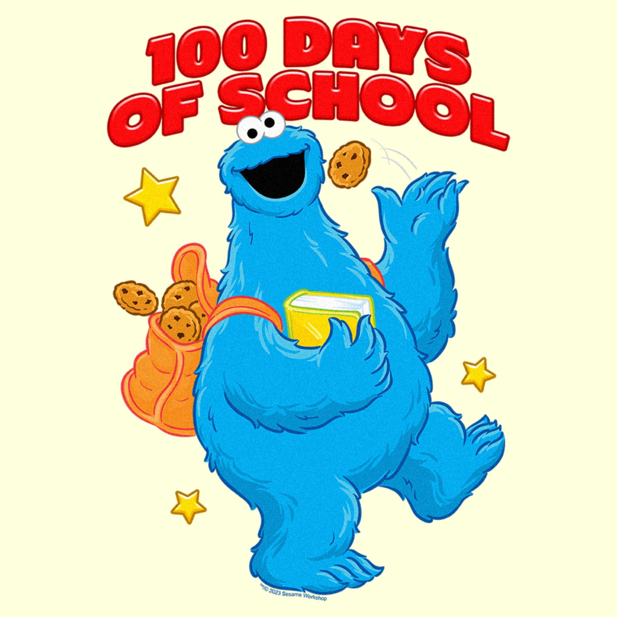 Men's Sesame Street Cookie Monster 100 Days of School Graphic T
