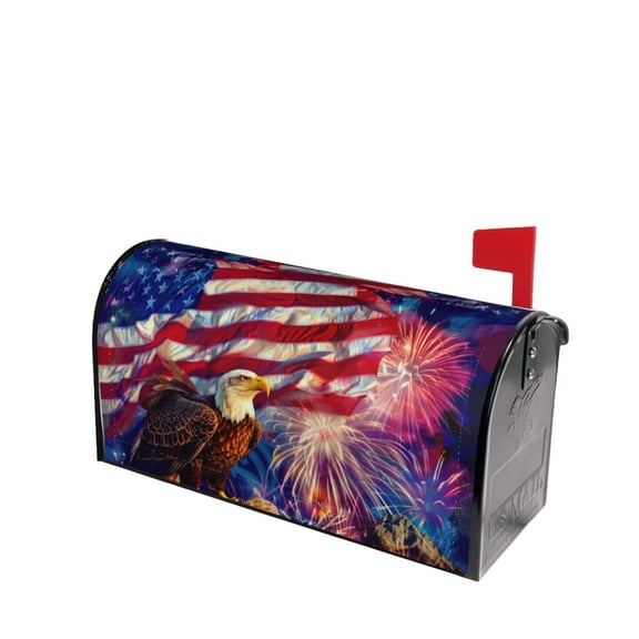 PHELIKA Fireworks Bald Eagle American Flag 01 Magnetic Mailbox Covers Standard Size 21"H x 18"W