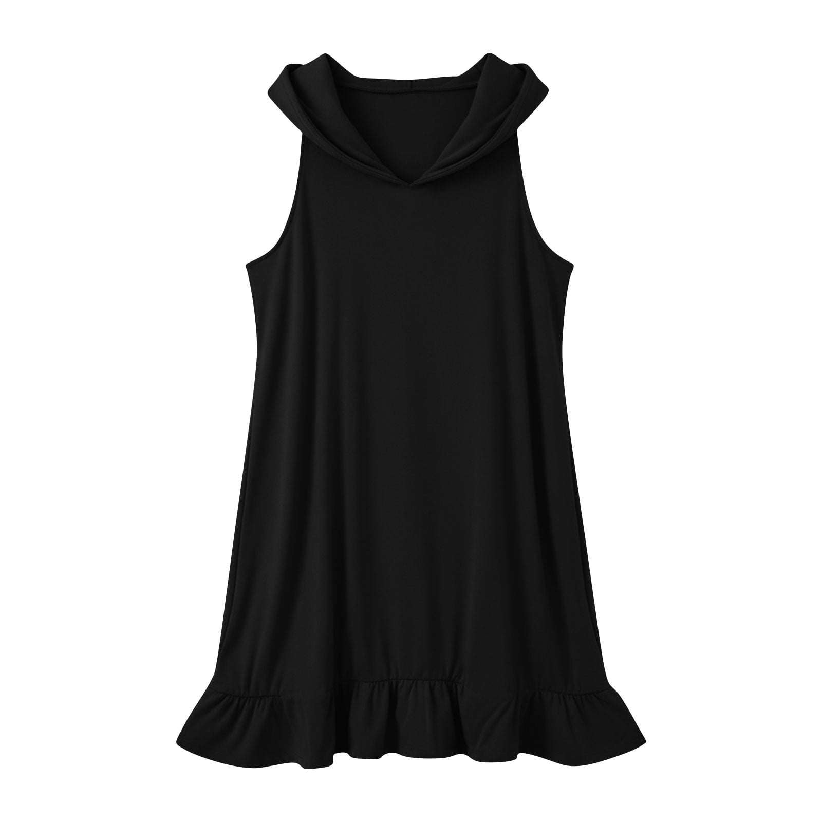 BiZtdJrK Womens Summer Sleeveless Hoodies Solid Color Casual Athletic Golf Tennis Dress Travel Vacation Clothes, Black, S