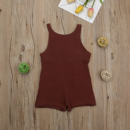 

Baby Girl Cotton Romper Jumpsuit Sleeveless Sling Outfits Clothes