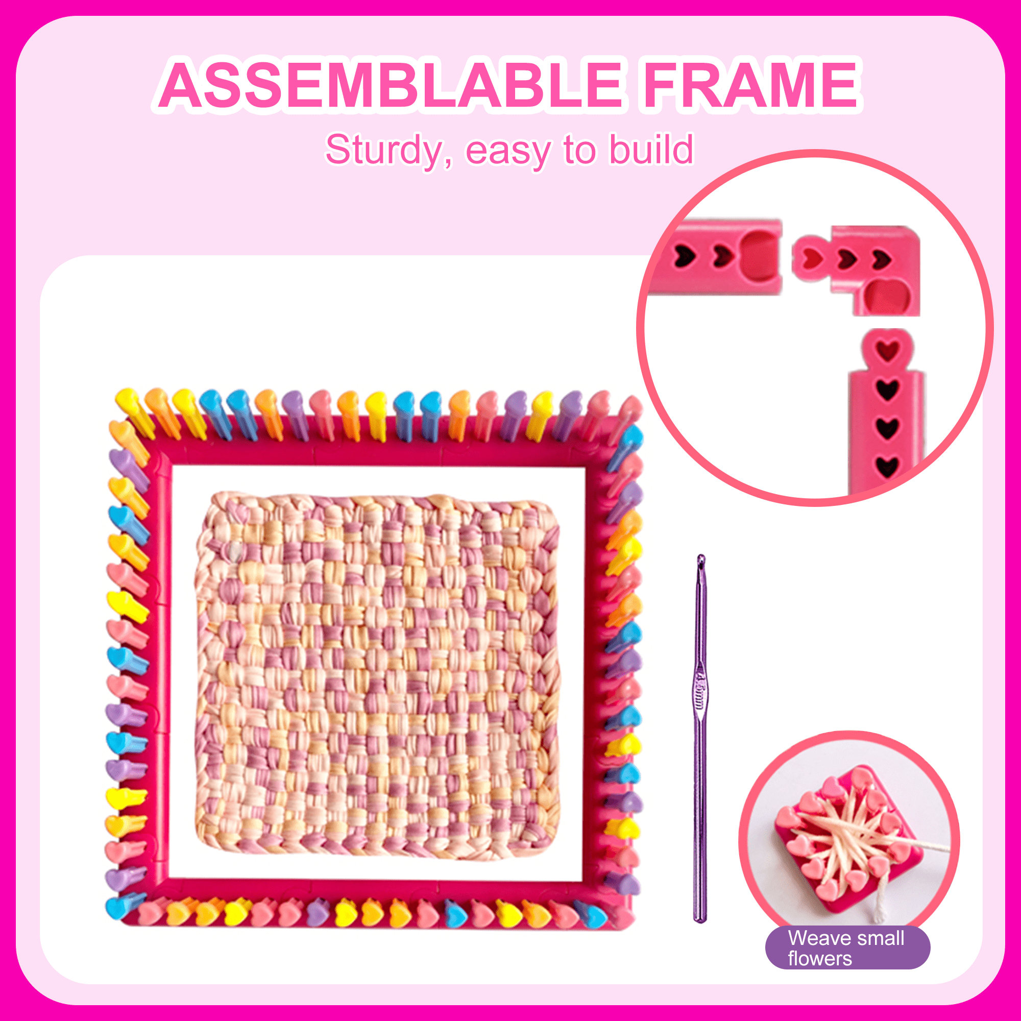 Richgv Weaving Loom Kit Kids Toys for Girls, Potholder Loom Kits DIY Arts and Crafts for Making Handbags, Knitting Activity Gifts for Girls 6-12