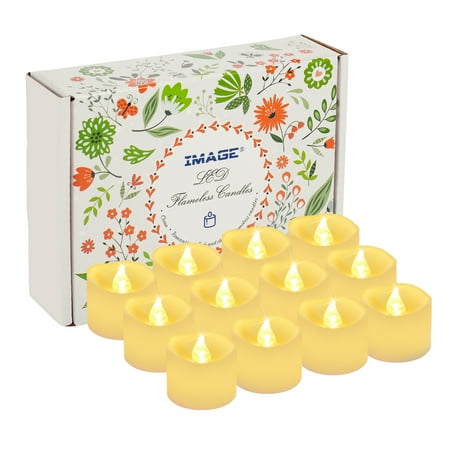 LED Tealight Candles Battery Operated Flameless smokeless 12 PCS/set with Decorative Fake Rose Petals for Tealight votive Holders & Lantern warm white