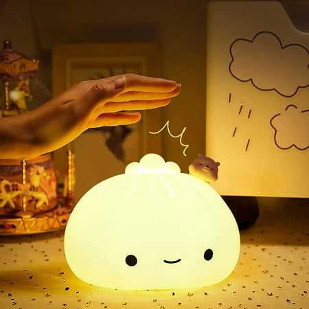 

HFDD Dumpling Light for Kids Cute Night Light Color Changing Silicone Night Light USB Charge Squishy Lamp for Boys Girls Kawaii Gift