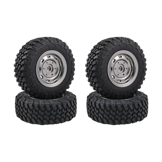 Bunblic 4Pcs 1:12 Scale RC Car Tires Replaces Modification Vehicle Scale Accessories Upgrade for MN72 Remotes Control Vehicle Crawler Titanium
