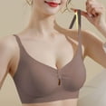 thumbnail image 2 of Swuxness Women's Push Up Wireless Bra, Womens Bras, Women's Solid Color Seamless Jelly Gel Fixed Cup Breathable Comfortable Everyday Bra Coffee, 34/75B, 2 of 5