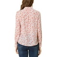 thumbnail image 4 of INSPIRE CHIC Valentine's Day Women's Button Down Shirt Ditsy Floral Long Sleeve Point Collar Office Top XL White-Pink Floral, 4 of 9