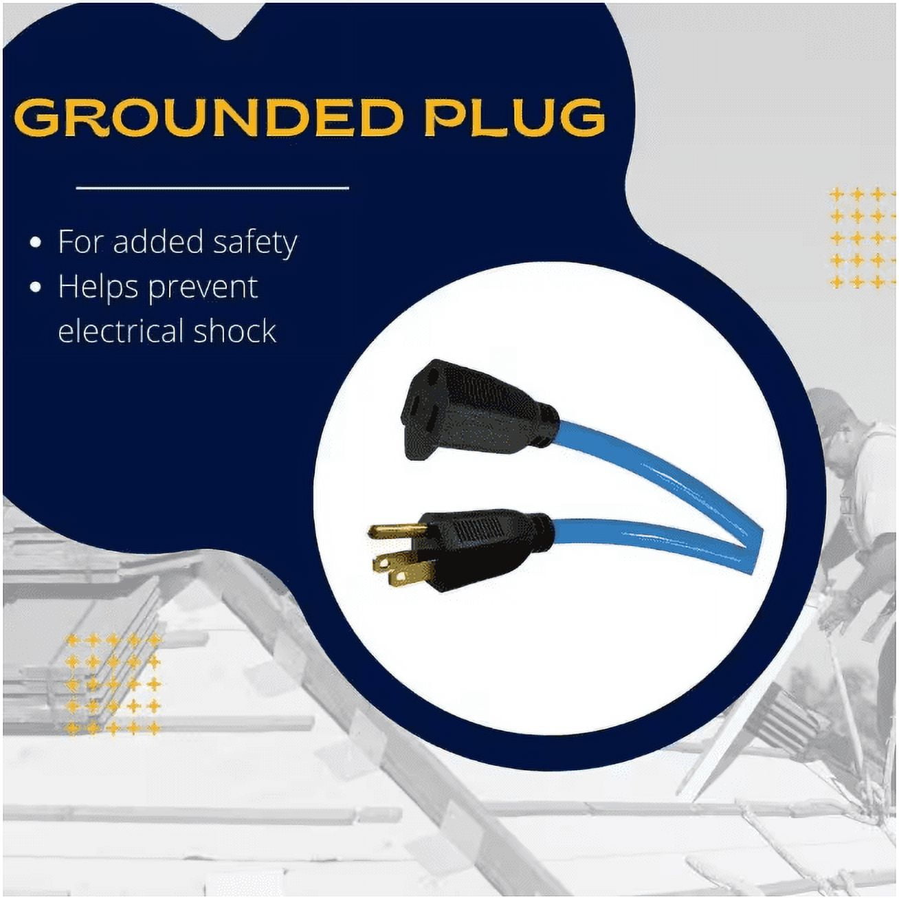 Hyper Tough 100FT Indoor/ Outdoor Extension Cord, 16 AWG, Single Outlet Light-Duty Cold Weather Extension Cord, Blue