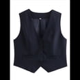 thumbnail image 3 of Chaleco de Traje Corto para Mujer, con Botones, Informal, Elegante, para Negocios. Azul Marino L, 3 of 10