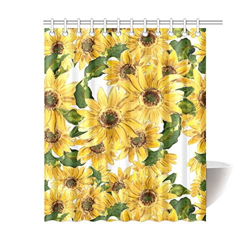 Mkhert Blooming Yellow Flowers, Sunflower Shower Curtains And Accessories