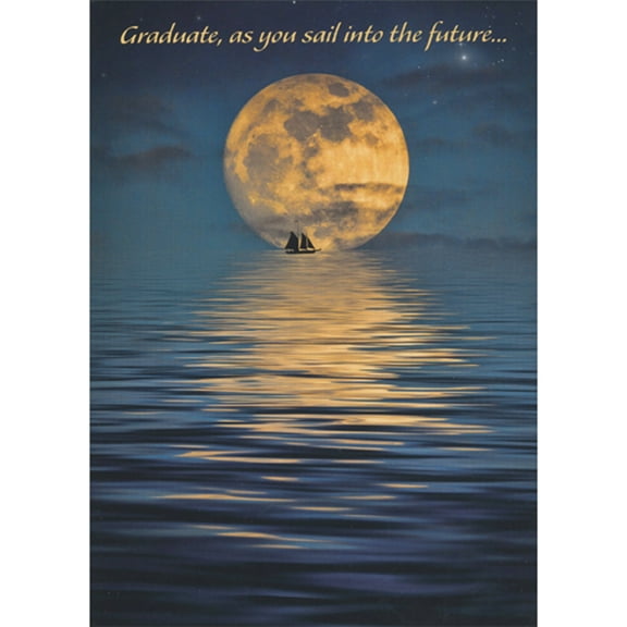 RSVP As You Sail Into the Future: Full Moon on Calm Waters Inspirational Graduation Congratulations Card