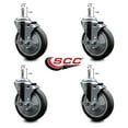 thumbnail image 2 of 5 Inch Thermo Rubber Swivel 7/16 Inch Grip Ring Stem Caster Set with Brake, 2 of 2