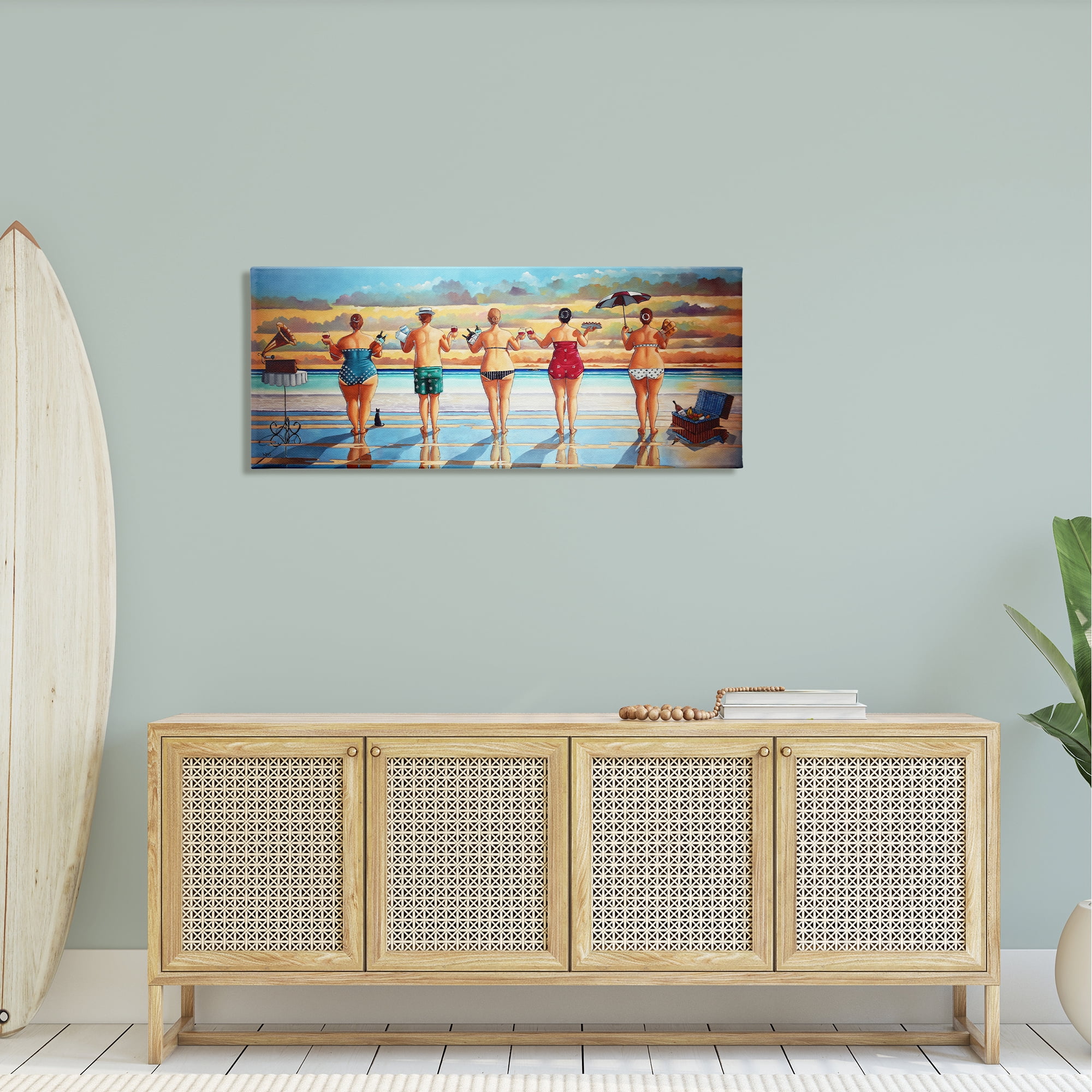 Stupell Beach Friends Coastal Summer Fun Landscape Painting Gallery Wrapped Canvas Print Wall Art