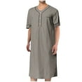 thumbnail image 2 of Xysaqa Men's Nightshirt Front Pocket Summer Short Sleeve Pajamas Lightweight Cotton Comfy Henley Sleep Shirt Loose Fitted Night Gown for Men S-3XL, 2 of 6