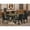 Black, variant on East West Furniture 7-Pc kitchen dining table set Includes 6 Dining Chairs with Upholstered Seat and High Back and a Rectangular Dinner Table - Black Finish