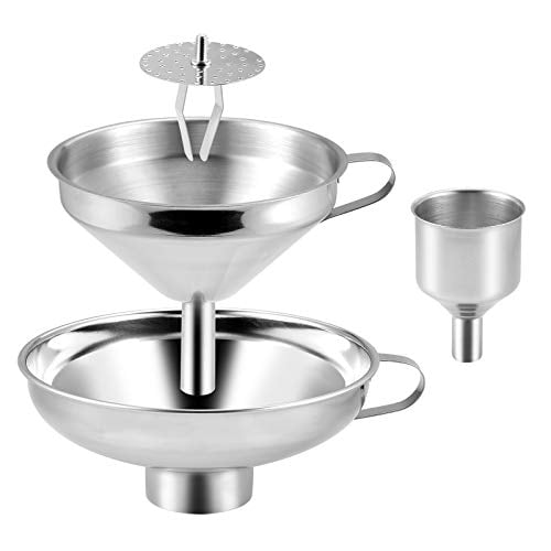 3 Pieces Funnel Durable Stainless Steel Kitchen Funnels with Strainer-Ideal  for Transferring of Spices Liquid Powder Bean jam Canning Dishwasher Safe  Funnels Set - Walmart.com
